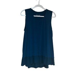 Soft Surroundings women size Large Eden Tiered Tunic Tank Top‎ blue rayon blend
